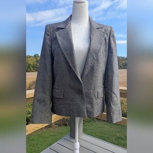 Vintage Wool Blazer from LS Ayers Size 14 Plaid Gray & Black Classic Style